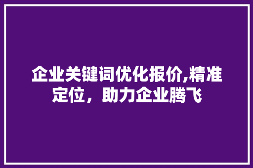 企业关键词优化报价,精准定位，助力企业腾飞