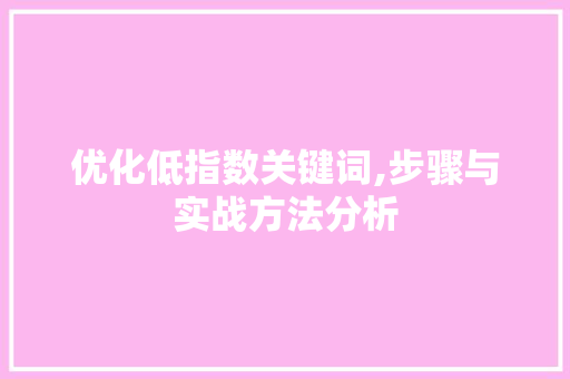 优化低指数关键词,步骤与实战方法分析