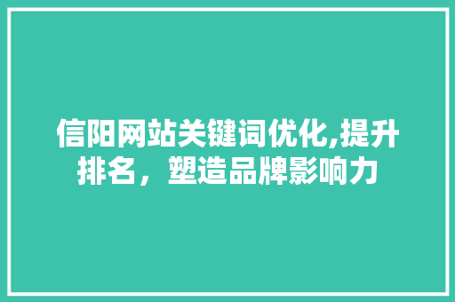 信阳网站关键词优化,提升排名，塑造品牌影响力