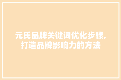 元氏品牌关键词优化步骤,打造品牌影响力的方法