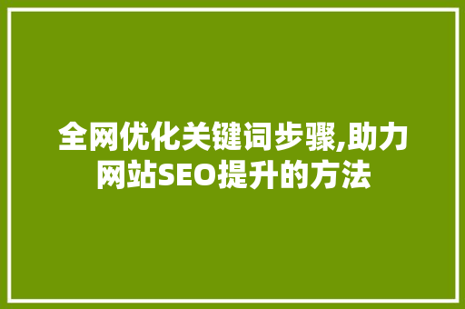 全网优化关键词步骤,助力网站SEO提升的方法