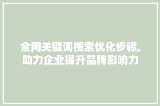 全网关键词搜索优化步骤,助力企业提升品牌影响力
