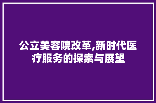 公立美容院改革,新时代医疗服务的探索与展望