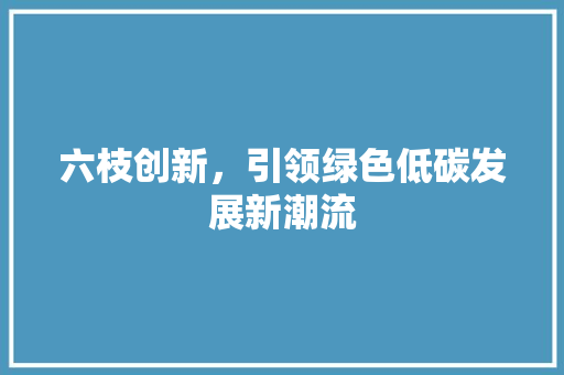 六枝创新，引领绿色低碳发展新潮流