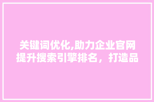 关键词优化,助力企业官网提升搜索引擎排名，打造品牌影响力