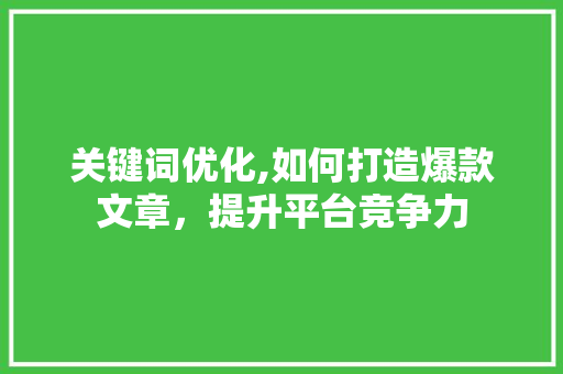 关键词优化,如何打造爆款文章，提升平台竞争力