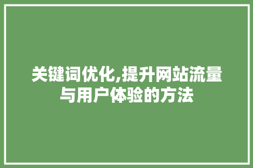关键词优化,提升网站流量与用户体验的方法