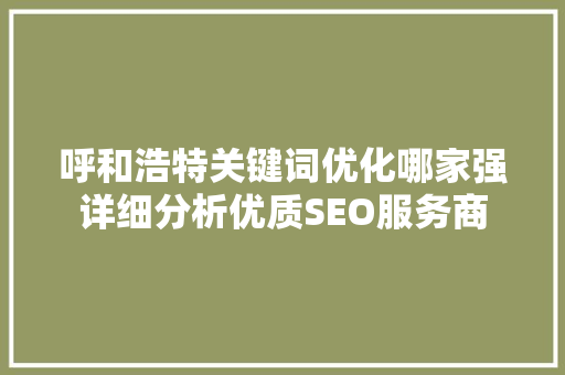 呼和浩特关键词优化哪家强详细分析优质SEO服务商