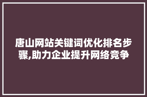 唐山网站关键词优化排名步骤,助力企业提升网络竞争力 MySQL