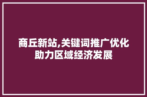 商丘新站,关键词推广优化助力区域经济发展