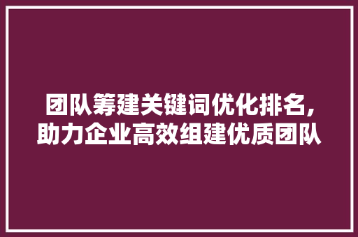 团队筹建关键词优化排名,助力企业高效组建优质团队