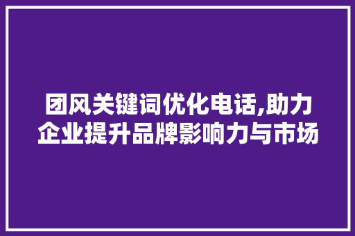 团风关键词优化电话,助力企业提升品牌影响力与市场竞争力