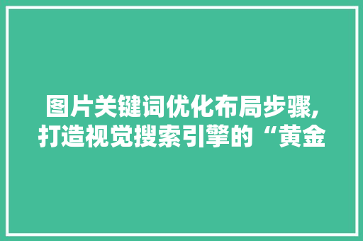 图片关键词优化布局步骤,打造视觉搜索引擎的“黄金法则”