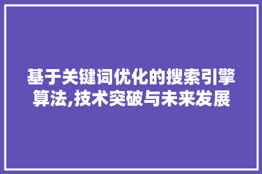 基于关键词优化的搜索引擎算法,技术突破与未来发展