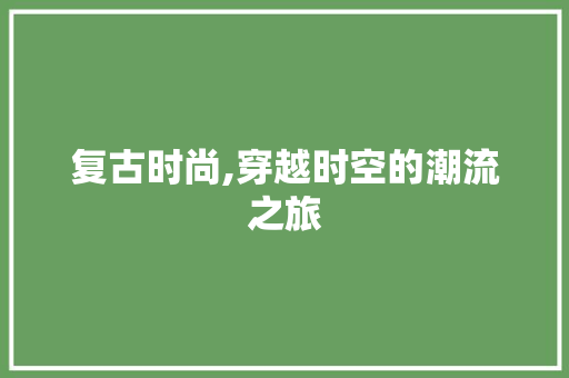 复古时尚,穿越时空的潮流之旅