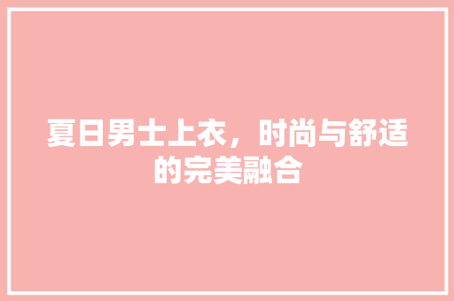 夏日男士上衣，时尚与舒适的完美融合