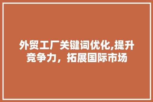 外贸工厂关键词优化,提升竞争力，拓展国际市场
