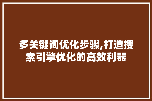 多关键词优化步骤,打造搜索引擎优化的高效利器