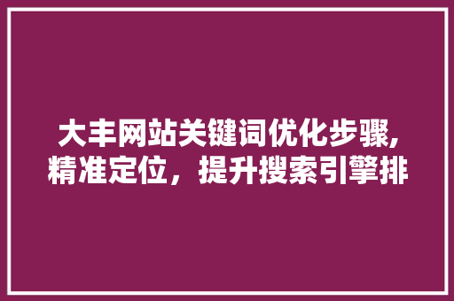 大丰网站关键词优化步骤,精准定位，提升搜索引擎排名