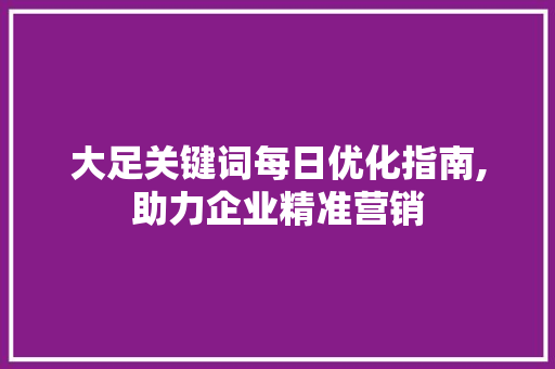 大足关键词每日优化指南,助力企业精准营销