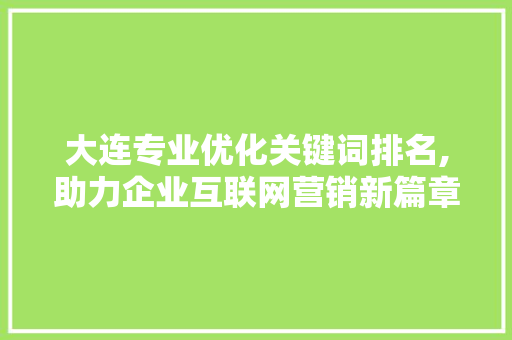 大连专业优化关键词排名,助力企业互联网营销新篇章