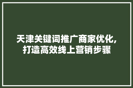 天津关键词推广商家优化,打造高效线上营销步骤