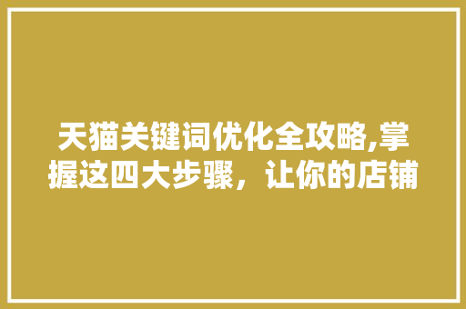 天猫关键词优化全攻略,掌握这四大步骤，让你的店铺流量飙升！