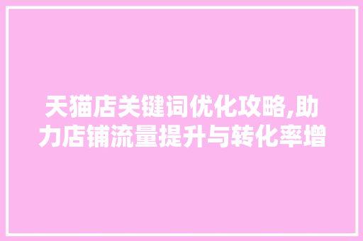 天猫店关键词优化攻略,助力店铺流量提升与转化率增长