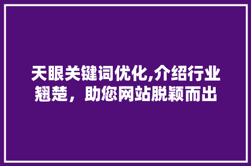 天眼关键词优化,介绍行业翘楚，助您网站脱颖而出 MySQL