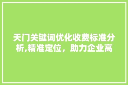 天门关键词优化收费标准分析,精准定位，助力企业高效推广