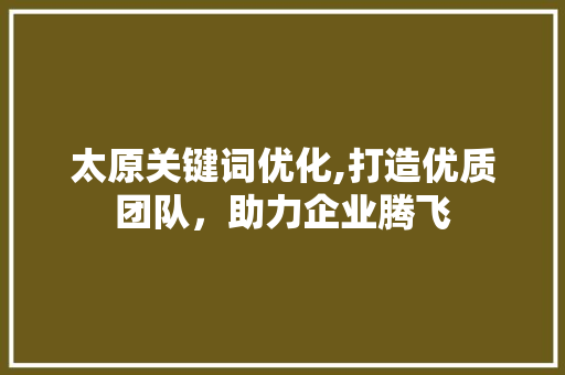 太原关键词优化,打造优质团队，助力企业腾飞