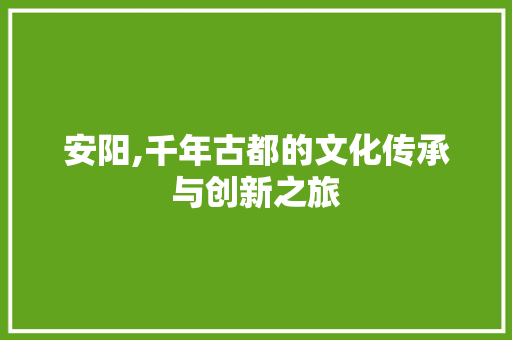 安阳,千年古都的文化传承与创新之旅