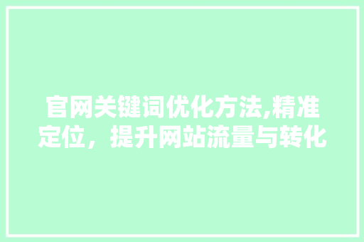 官网关键词优化方法,精准定位，提升网站流量与转化率