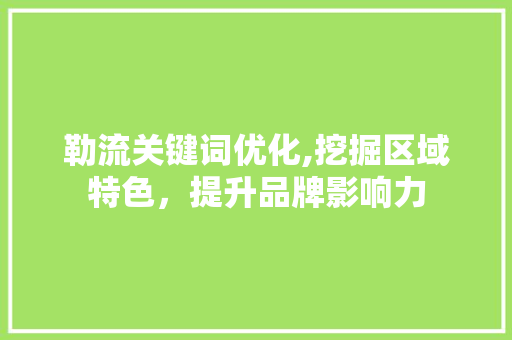 勒流关键词优化,挖掘区域特色，提升品牌影响力