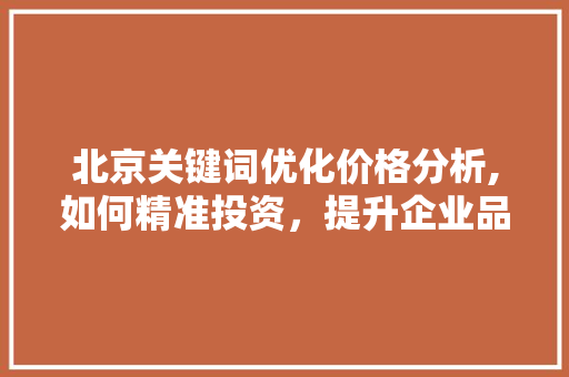 北京关键词优化价格分析,如何精准投资，提升企业品牌竞争力