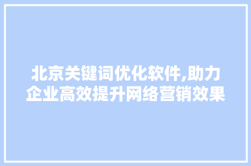 北京关键词优化软件,助力企业高效提升网络营销效果