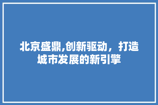 北京盛鼎,创新驱动，打造城市发展的新引擎
