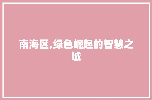 南海区,绿色崛起的智慧之城