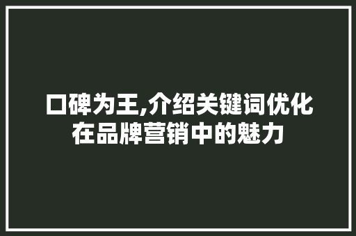 口碑为王,介绍关键词优化在品牌营销中的魅力