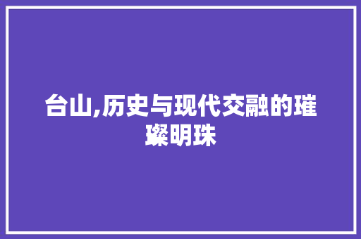 台山,历史与现代交融的璀璨明珠