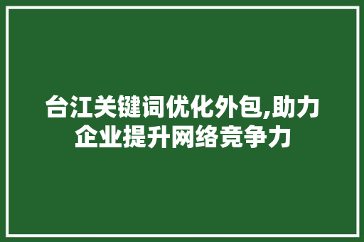 台江关键词优化外包,助力企业提升网络竞争力