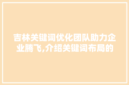 吉林关键词优化团队助力企业腾飞,介绍关键词布局的艺术