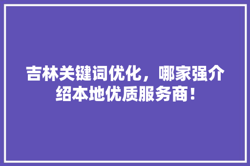 吉林关键词优化，哪家强介绍本地优质服务商！