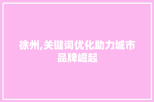 徐州,关键词优化助力城市品牌崛起