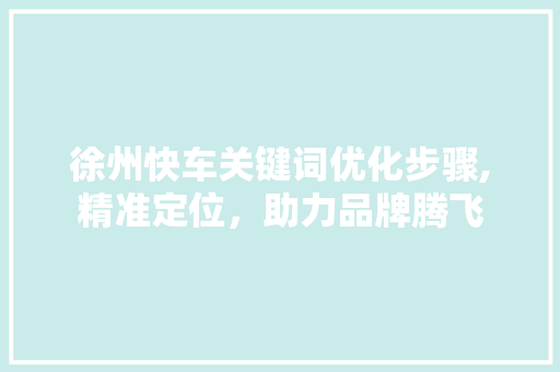 徐州快车关键词优化步骤,精准定位，助力品牌腾飞