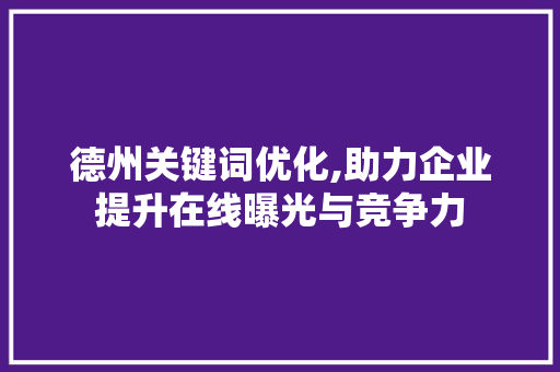 德州关键词优化,助力企业提升在线曝光与竞争力