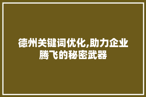 德州关键词优化,助力企业腾飞的秘密武器 MySQL