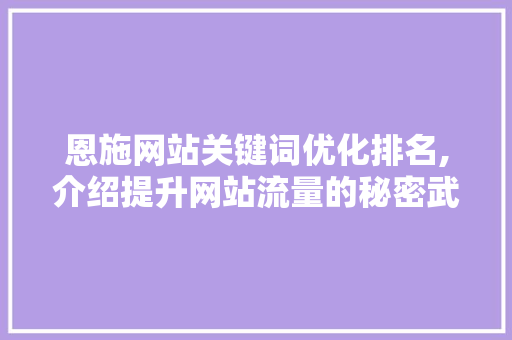 恩施网站关键词优化排名,介绍提升网站流量的秘密武器