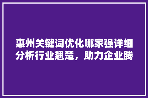 惠州关键词优化哪家强详细分析行业翘楚，助力企业腾飞