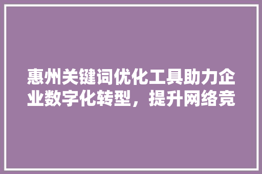 惠州关键词优化工具助力企业数字化转型，提升网络竞争力